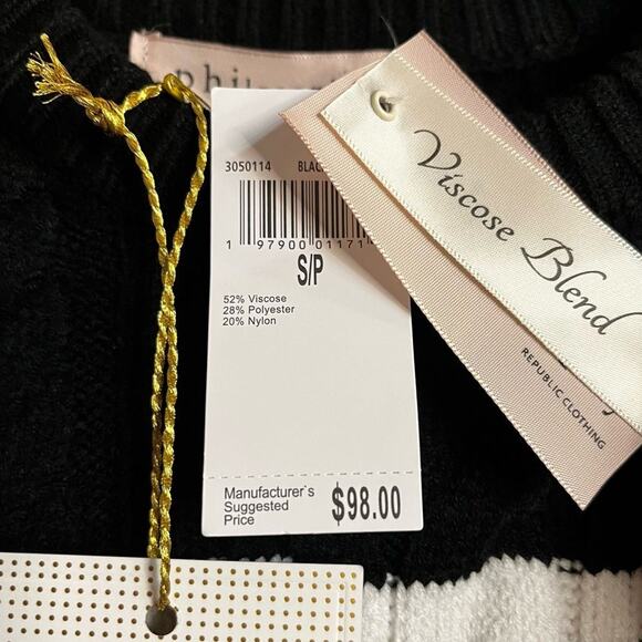 Philosophy Black And White Stripe Cable Knit Sweater Size‎ Small - Picture 6 of 9